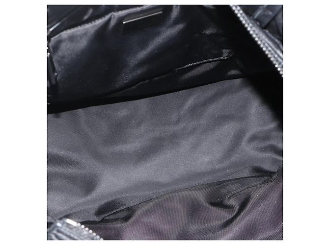 Borsa PRADA in nylon e pelle grigio nero Auth ka4199A Marrone - vista 11