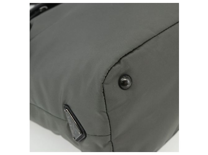 Borsa PRADA in nylon e pelle grigio nero Auth ka4199A Marrone - vista 14