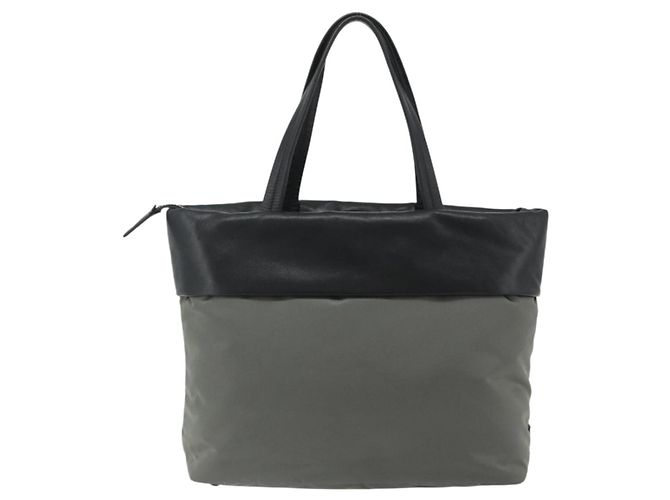 Borsa PRADA in nylon e pelle grigio nero Auth ka4199A Marrone - vista 2