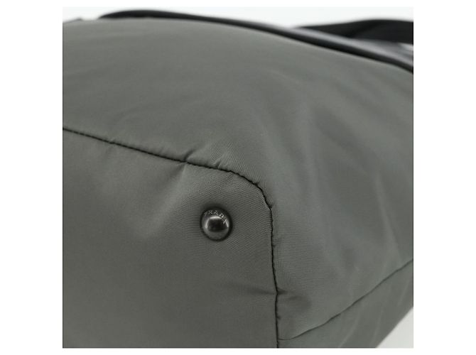 Borsa PRADA in nylon e pelle grigio nero Auth ka4199A Marrone - vista 9
