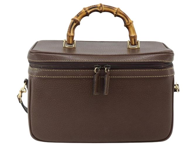 Borsa a Mano GUCCI Bamboo Pelle 2way Marrone Oro 013 2122 2491 Auth 168841 D'oro - vista 13