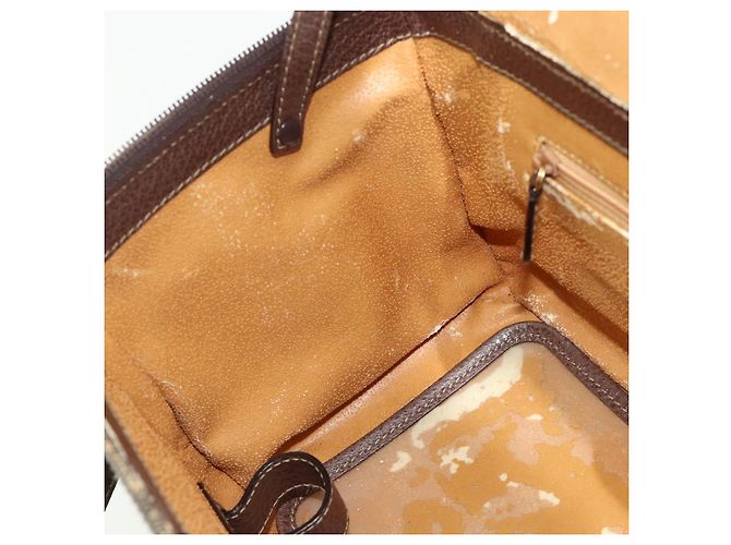 Borsa a Mano GUCCI Bamboo Pelle 2way Marrone Oro 013 2122 2491 Auth 168841 D'oro - vista 23