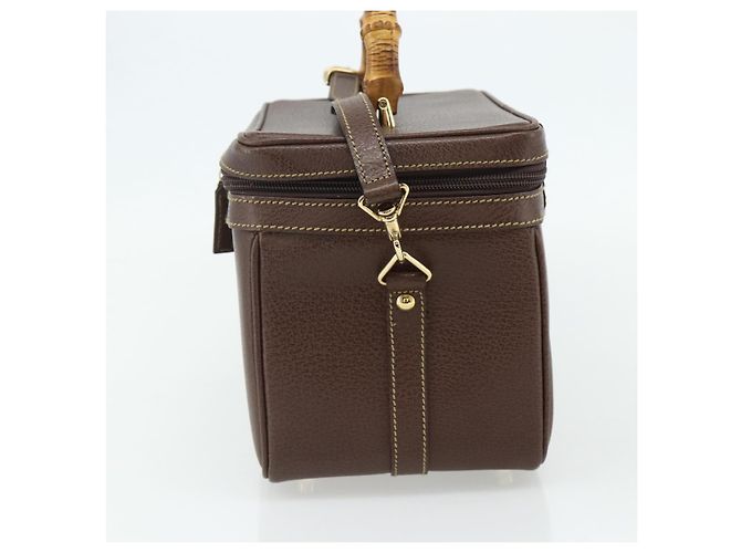 Borsa a Mano GUCCI Bamboo Pelle 2way Marrone Oro 013 2122 2491 Auth 168841 D'oro - vista 4