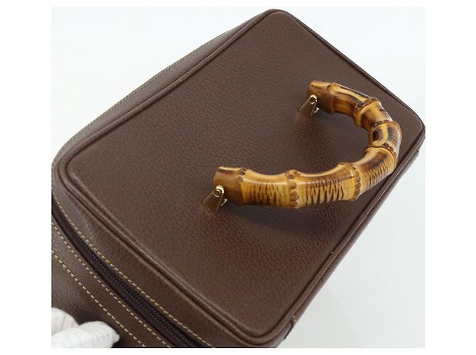 Borsa a Mano GUCCI Bamboo Pelle 2way Marrone Oro 013 2122 2491 Auth 168841 D'oro - vista 6