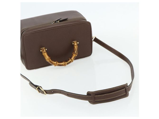 Borsa a Mano GUCCI Bamboo Pelle 2way Marrone Oro 013 2122 2491 Auth 168841 D'oro - vista 9