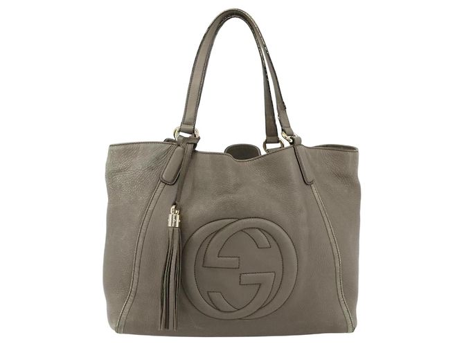 Borsa GUCCI Soho in Pelle Grigio Oro 282309 Auth 178647 Marrone D'oro - vista 13