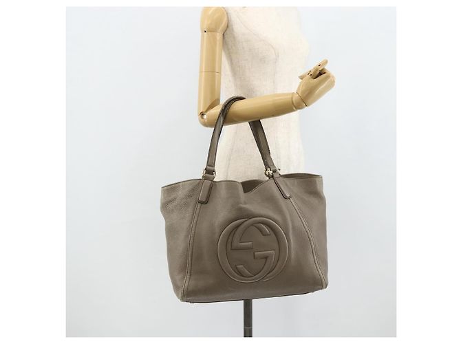 Borsa GUCCI Soho in Pelle Grigio Oro 282309 Auth 178647 Marrone D'oro - vista 22