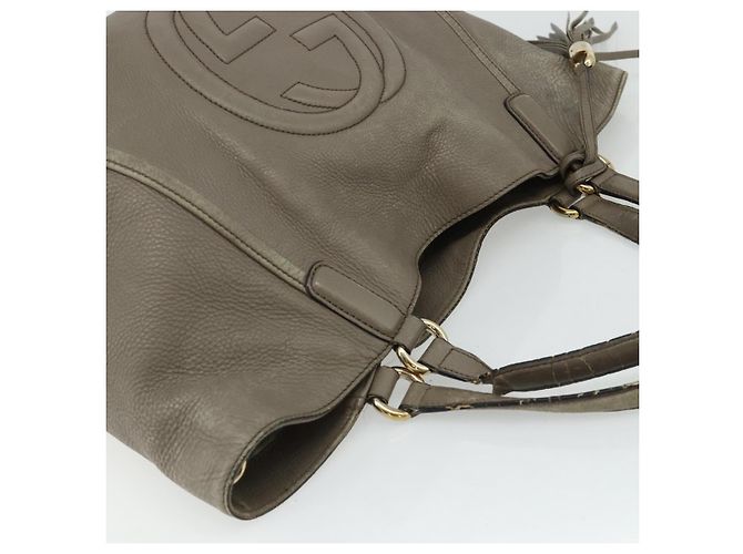 Borsa GUCCI Soho in Pelle Grigio Oro 282309 Auth 178647 Marrone D'oro - vista 6