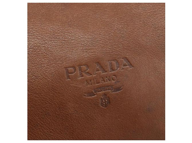 Borsa a Spalla PRADA in Pelle Marrone Oro Auth 177919 D'oro - vista 17