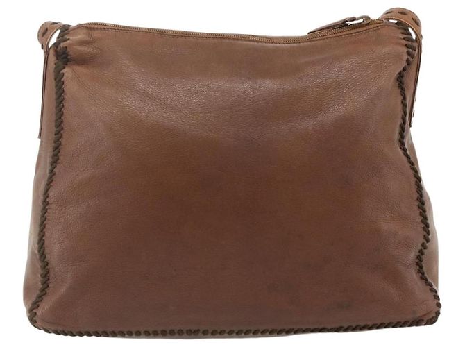 Borsa a Spalla PRADA in Pelle Marrone Oro Auth 177919 D'oro - vista 2