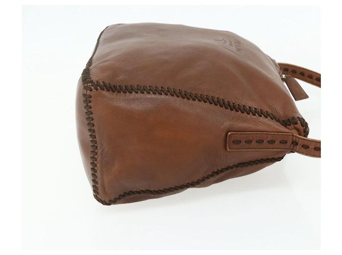 Borsa a Spalla PRADA in Pelle Marrone Oro Auth 177919 D'oro - vista 4