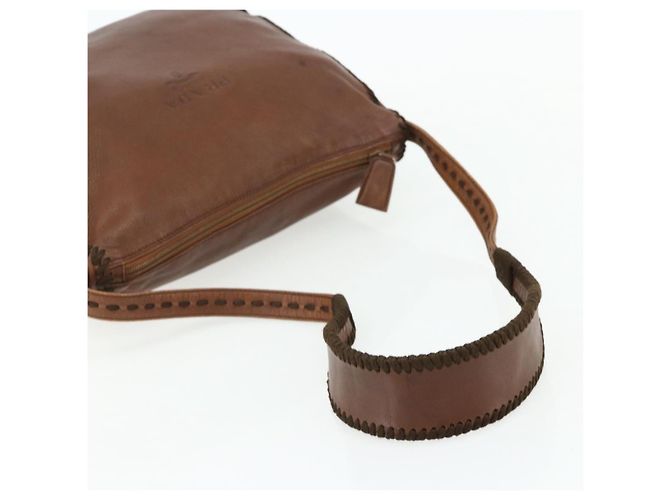 Borsa a Spalla PRADA in Pelle Marrone Oro Auth 177919 D'oro - vista 7