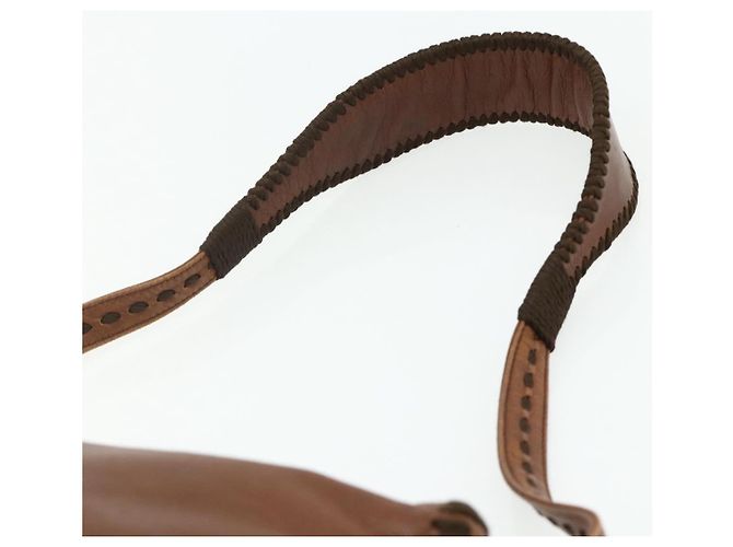 Borsa a Spalla PRADA in Pelle Marrone Oro Auth 177919 D'oro - vista 8