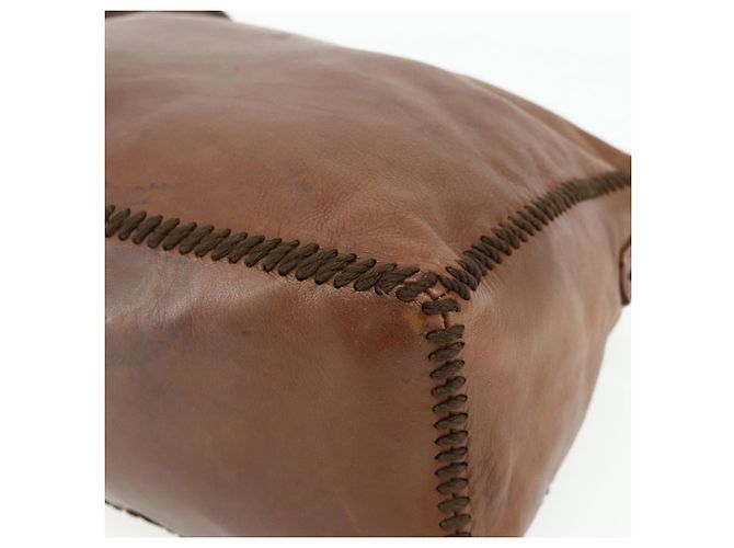 Borsa a Spalla PRADA in Pelle Marrone Oro Auth 177919 D'oro - vista 9