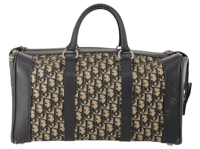 Borsa Boston Christian Dior Trotter Canvas Navy Silver Auth 175624 Argento Blu navy - vista 13