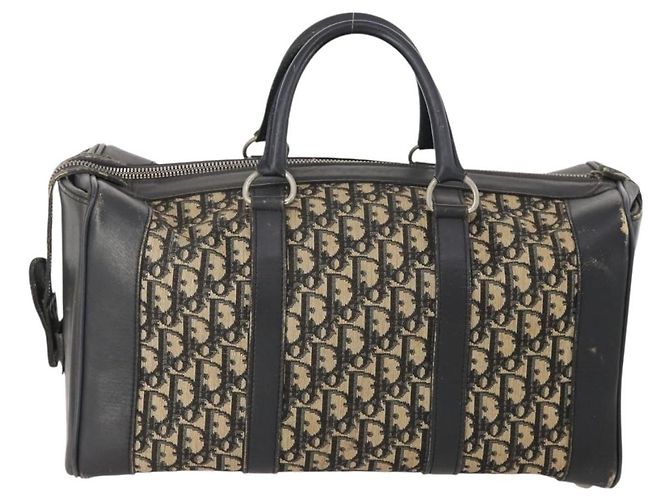 Borsa Boston Christian Dior Trotter Canvas Navy Silver Auth 175624 Argento Blu navy - vista 2