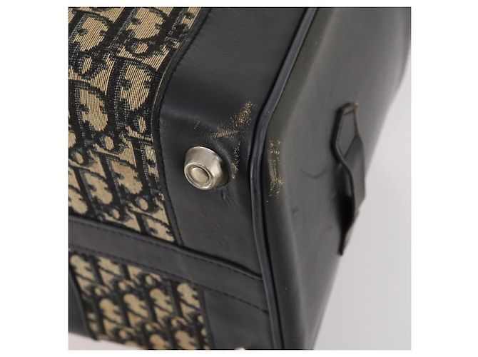 Borsa Boston Christian Dior Trotter Canvas Navy Silver Auth 175624 Argento Blu navy - vista 9