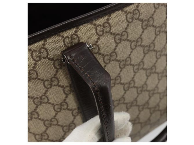 Borsa Tote GUCCI GG Supreme PVC Beige Argento 114595 Auth kk671 - vista 10