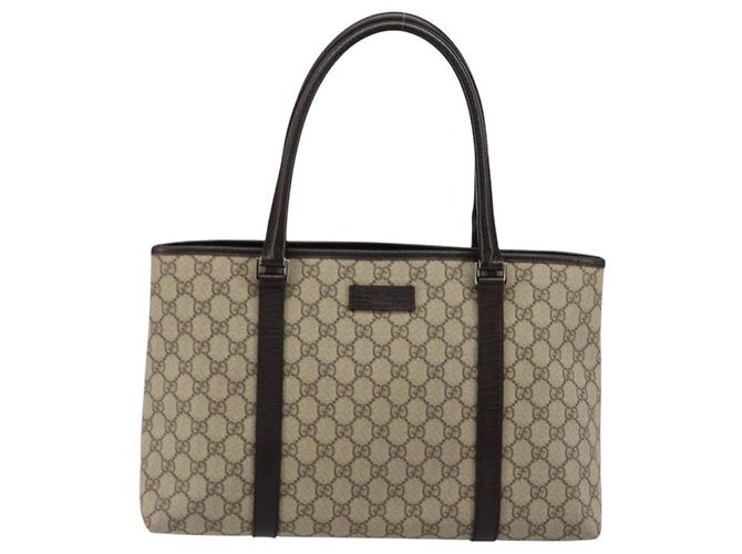 Borsa Tote GUCCI GG Supreme PVC Beige Argento 114595 Auth kk671 - vista 13
