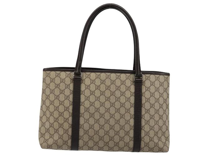 Borsa Tote GUCCI GG Supreme PVC Beige Argento 114595 Auth kk671 - vista 2