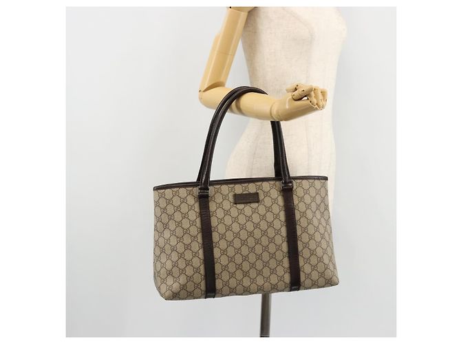Borsa Tote GUCCI GG Supreme PVC Beige Argento 114595 Auth kk671 - vista 23