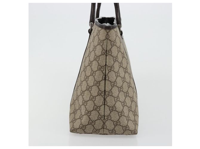 Borsa Tote GUCCI GG Supreme PVC Beige Argento 114595 Auth kk671 - vista 3