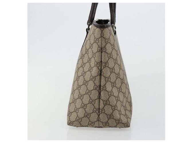 Borsa Tote GUCCI GG Supreme PVC Beige Argento 114595 Auth kk671 - vista 4