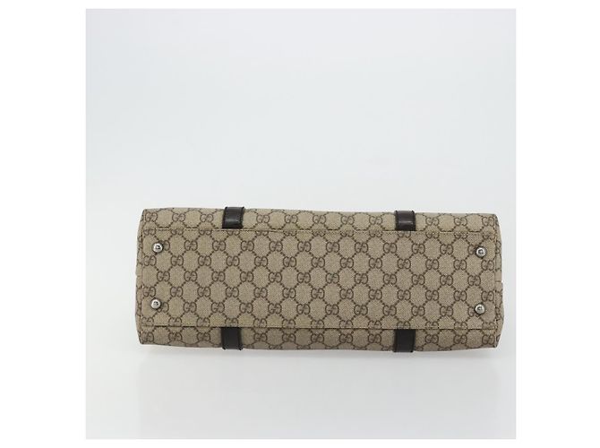 Borsa Tote GUCCI GG Supreme PVC Beige Argento 114595 Auth kk671 - vista 5