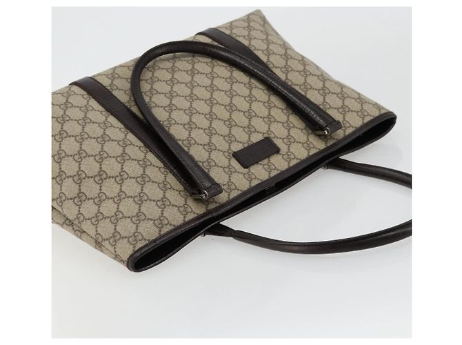 Borsa Tote GUCCI GG Supreme PVC Beige Argento 114595 Auth kk671 - vista 6