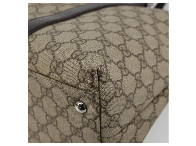 Borsa Tote GUCCI GG Supreme PVC Beige Argento 114595 Auth kk671 - vista 9