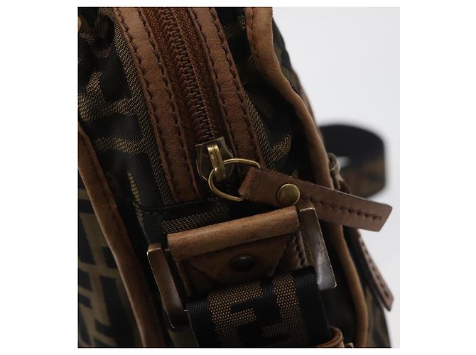 Borsa a Spalla FENDI Zucca Canvas Marrone Nero Autentica bs35004 - vista 10