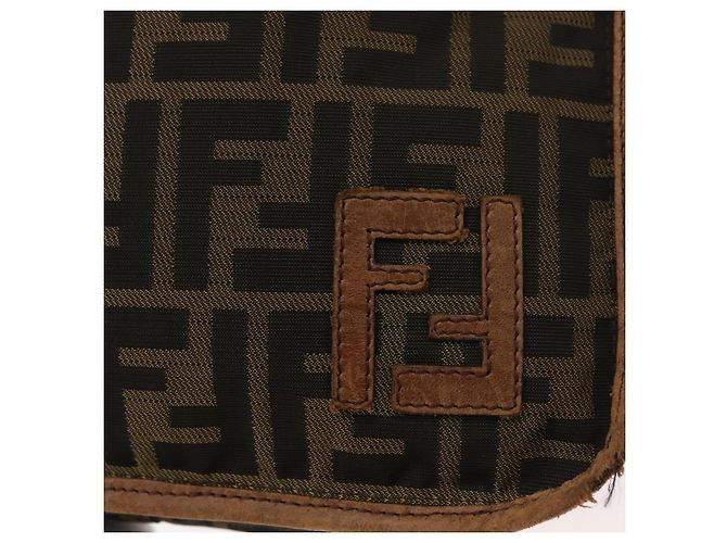 Borsa a Spalla FENDI Zucca Canvas Marrone Nero Autentica bs35004 - vista 17