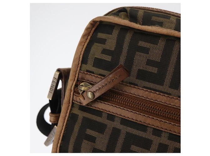 Borsa a Spalla FENDI Zucca Canvas Marrone Nero Autentica bs35004 - vista 18