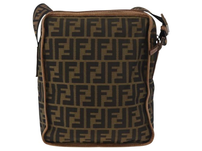 Borsa a Spalla FENDI Zucca Canvas Marrone Nero Autentica bs35004 - vista 2