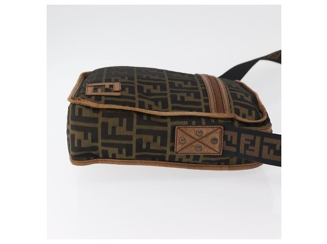 Borsa a Spalla FENDI Zucca Canvas Marrone Nero Autentica bs35004 - vista 3