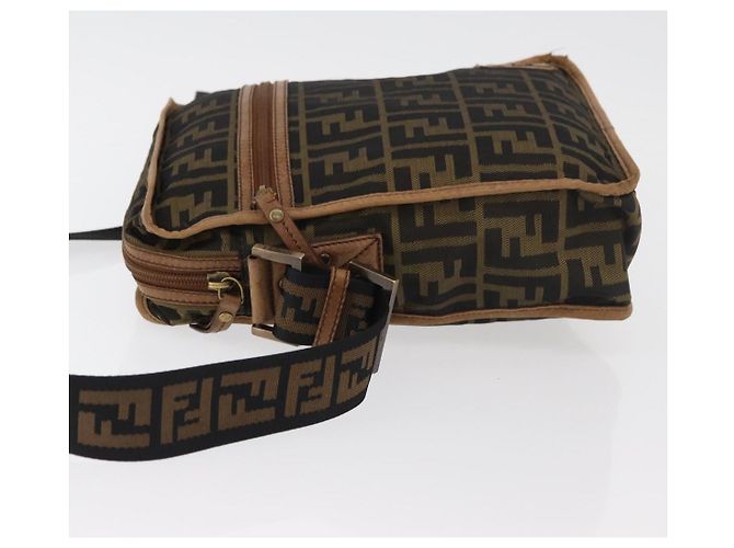 Borsa a Spalla FENDI Zucca Canvas Marrone Nero Autentica bs35004 - vista 4