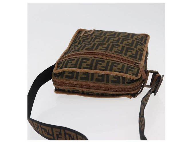 Borsa a Spalla FENDI Zucca Canvas Marrone Nero Autentica bs35004 - vista 6