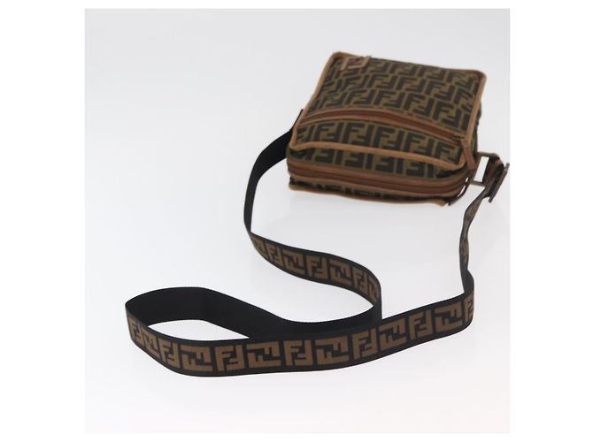 Borsa a Spalla FENDI Zucca Canvas Marrone Nero Autentica bs35004 - vista 7