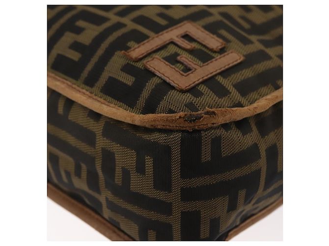 Borsa a Spalla FENDI Zucca Canvas Marrone Nero Autentica bs35004 - vista 9
