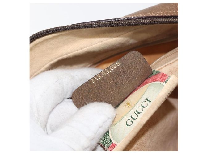 Borsa GUCCI GG Supreme Web Sherry Line PVC Beige Oro 119 02 088 Auth BA12405 D'oro - vista 12