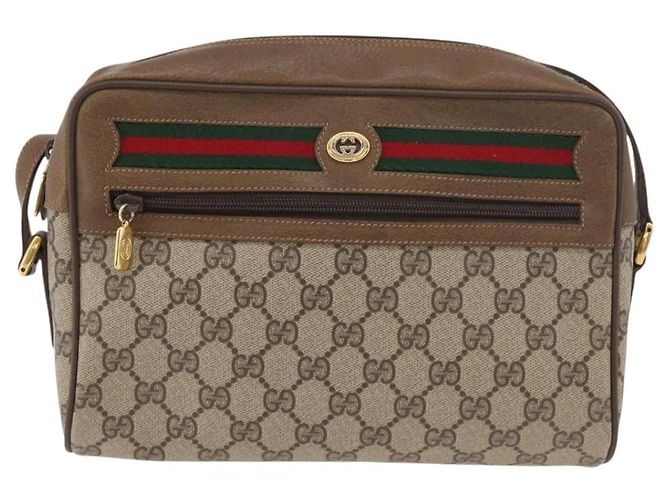 Borsa GUCCI GG Supreme Web Sherry Line PVC Beige Oro 119 02 088 Auth BA12405 D'oro - vista 13