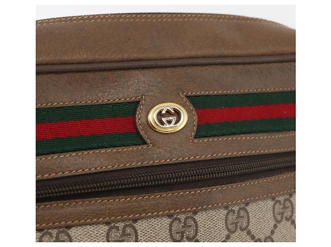 Borsa GUCCI GG Supreme Web Sherry Line PVC Beige Oro 119 02 088 Auth BA12405 D'oro - vista 18