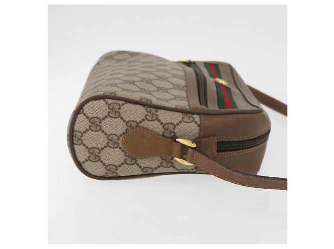 Borsa GUCCI GG Supreme Web Sherry Line PVC Beige Oro 119 02 088 Auth BA12405 D'oro - vista 3