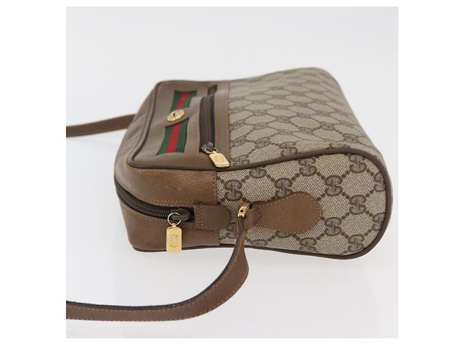 Borsa GUCCI GG Supreme Web Sherry Line PVC Beige Oro 119 02 088 Auth BA12405 D'oro - vista 4