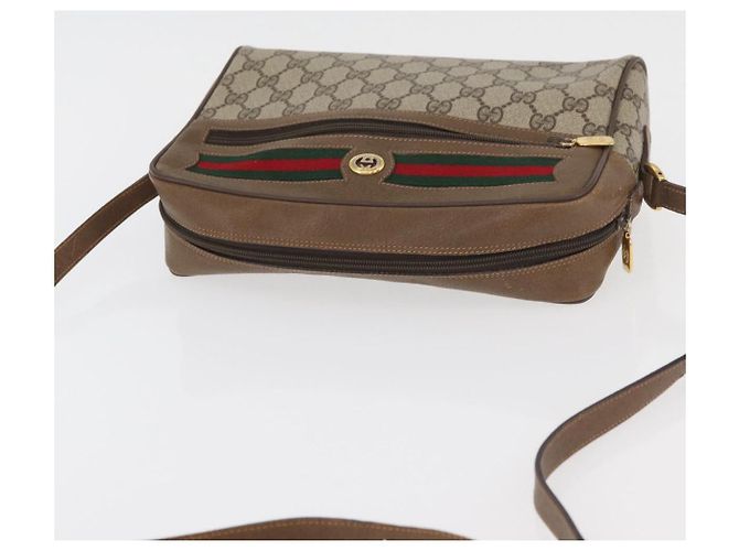 Borsa GUCCI GG Supreme Web Sherry Line PVC Beige Oro 119 02 088 Auth BA12405 D'oro - vista 6