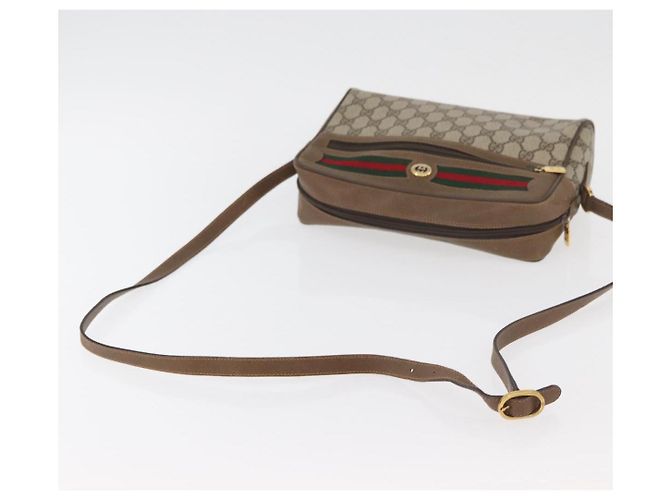 Borsa GUCCI GG Supreme Web Sherry Line PVC Beige Oro 119 02 088 Auth BA12405 D'oro - vista 7
