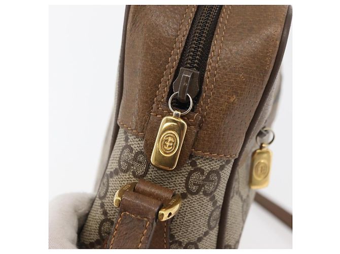 Borsa GUCCI GG Supreme Web Sherry Line PVC Beige Oro 119 02 088 Auth BA12405 D'oro - vista 9