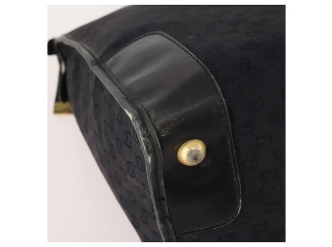 Bolsa Boston GUCCI GG Canvas Web Sherry Line Preta Ouro Auth 175830A Preto Dourado - vista 15