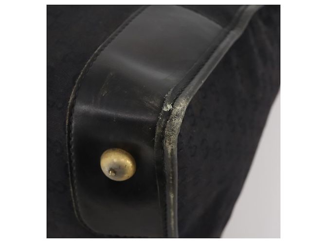 Bolsa Boston GUCCI GG Canvas Web Sherry Line Preta Ouro Auth 175830A Preto Dourado - vista 16