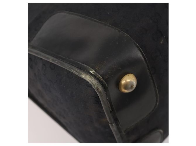 Bolsa Boston GUCCI GG Canvas Web Sherry Line Preta Ouro Auth 175830A Preto Dourado - vista 17